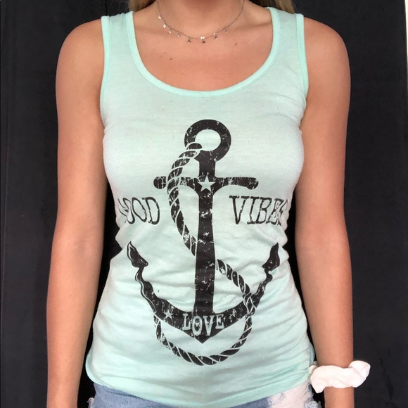 Good vibes anchor tank top with cut back! - Picture 1 of 4